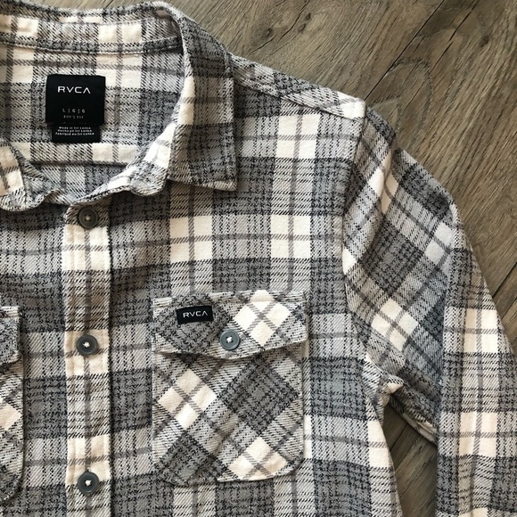 RVCA Boys Plaid Button Top - Picture 3 of 4